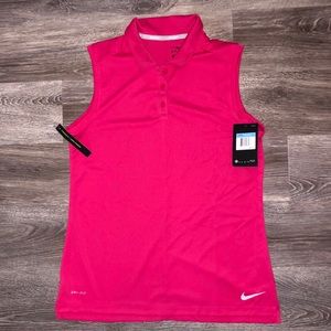 Pink Women's Nike Dri-FIT Sleeveless Golf Polo